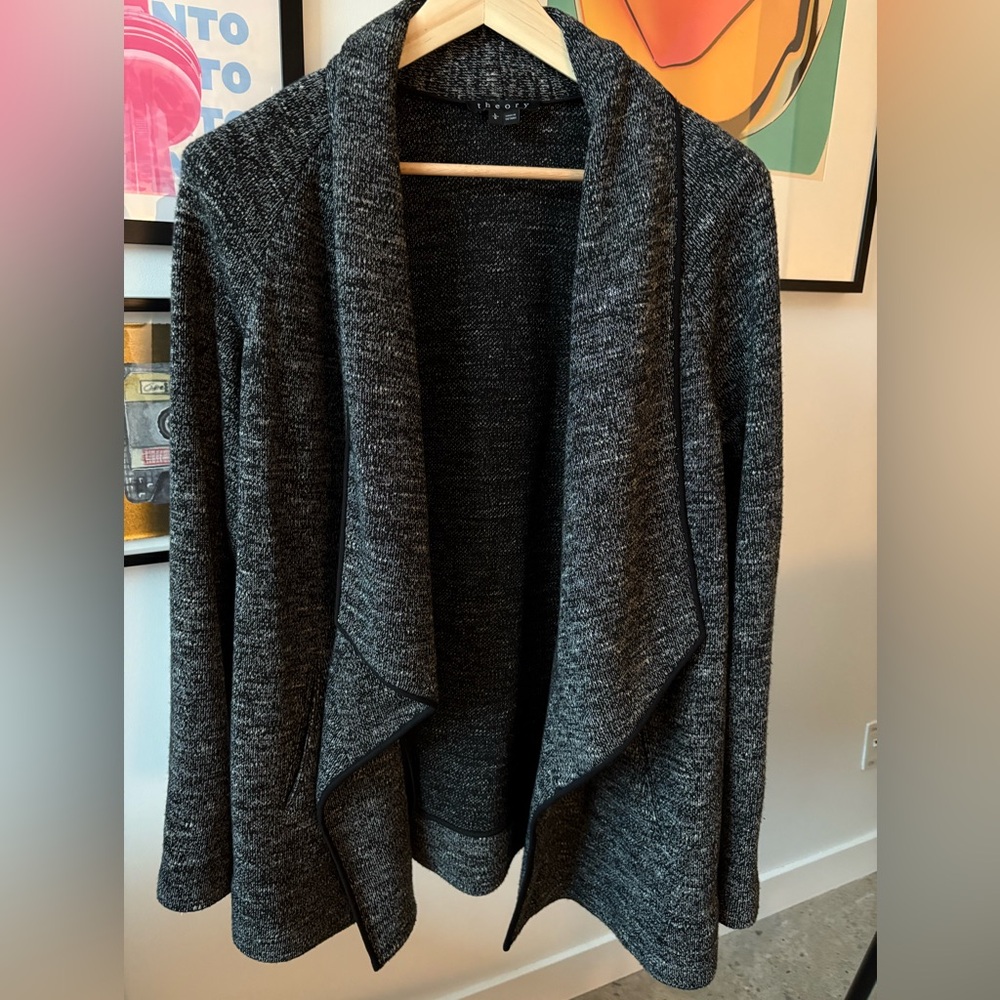 Theory Charcoal Women's Open Front Cardigan